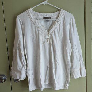 White henley-style top, XL